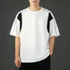Camiseta para Hombre, Rayada de Peso Pesado, Amigable con la Piel, Transpirable, Ropa para Hombre con Bloques de Color, Secado Rápido, Camiseta de Manga Corta Casual de Verano para Hombre