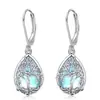 Pendientes Collar de Piedra Lunar Amazon Cross-Border Pendientes Europeos y Americanos de Lujo Ligero Gama Alta Corazón Árbol de la Vida para Mujeres