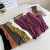 Estilo Básico ~ Camiseta Fresca e Confortável de Seda Cupro para Mulheres! Verão Versátil Look Emagrecedor Top de Gola Redonda Drapeado de Manga Curta para Pessoas Baixas