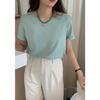 Camiseta de Manga Corta Suelta con Cuello Redondo de 15 Colores Songming Wang Zha para Mujer Camiseta Básica Estilo Nuevo Líneas Trece de Guangzhou Dn218
