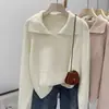Suéter Pulóver Estilo Coreano Estilo Perezoso con Solapa Grande para Mujer Otoño e Invierno 2026 Ropa de Punto Holgada y Versátil Adelgazante para Mujer