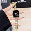 Correa de Metal Estilo Cadena con Lazo Incrustado de Diamantes Adecuada para Apple 10 S11 Huawei 11 Fit5Gt6 Xiaomi 10 Pulsera