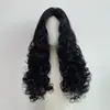 Artículo popular para transmisiones en vivo: Peluca de seda mate con cabello largo y rizado para mujer, rizos de lana negros con raya en medio, cómoda red de rosa, disponible para dropshipping