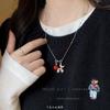 Collar de Esmalte Estilo Coreano Cha Cha Yo Flor Pequeña Diseño Dulce Abalorio Redondo de Grano de Arroz con Incrustaciones de Diamantes Cadena Nicho para Clavícula
