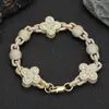 Pulsera de Cadena de Cuentas Redondas de Moissanita de Hip-Hop Transfronterizo Europeo y Americano Pulsera de Trébol de Cuatro Hojas Joyería de Gama Alta Pulsera para Hombre de Plata S925