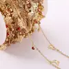 Cor de Cobre 13mm Preservadora de Cor Corrente de Diamante Vermelho Borboleta Pulseira Criativa Feita à Mão Colar Corrente de Clavícula Joia