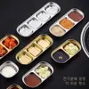 Plato para condimentos de acero inoxidable 304, dividido para asar carne, restaurante de barbacoa coreana, olla caliente, vajilla dorada en forma de mariposa, plato para salsas, plato para salsas