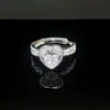 Anillo de Plata S925 con Forma de Corazón Dulce, Corte Flor de Hielo de Diamante de Alto Carbono, Anillo Unisex de Diamante de Alta Calidad para Uso Diario