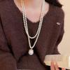 Nuevo collar de perlas artificiales de doble capa apiladas, exquisita cadena de clavícula de moda transfronteriza, elegante cadena de lana ligera de lujo francesa