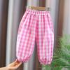 Calça anti-mosquito xadrez da moda de verão 2025 para meninas, calça infantil para bebê feminino, verão, uma geração de cabelo