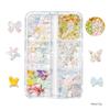 Joyas luminosas para decoración de uñas, diseño de estrella de mar con lazo tricolor de resina, 6 cajas, mariposas de hadas tridimensionales, decoración DIY para uñas