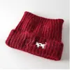 Gorro de Punto con Orejas de Gato de Color Sólido Bordado de Gatito de Dibujos Animados para Mujer, Sencillo y Versátil, Dulce y Lindo, Gorro de Lana Cálido para Proteger las Orejas