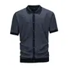 Comercio Exterior Talla Europea Verano Hombre Manga Corta Polo Botones Cárdigan Estilo Old Money Camiseta de Punto para el Día a Día Top Versátil