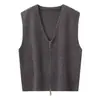 Chaleco con Cremallera sin Mangas para Primavera y Otoño 2025 Chaqueta de Punto para Mujer Estilo Corto Cardigan Cardigan Cuello Corazón Color Sólido Ropa de Mamá