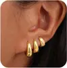 Pendientes de anillo ovalado liso de viento frío para mujer, pendientes de moda con temperamento, joyería de oreja de lujo ligero para commuting, versátiles, venta al por mayor