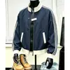 Chaqueta deportiva tipo patchwork estilo americano para hombre, otoño, peso pesado, marca de moda, prenda exterior versátil, chaqueta de béisbol a rayas cool de alta costura