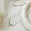 Colar de Pérola de Vidro com Zircônia Microincrustada para Mulheres, Corrente de Clavícula em V de Alto Padrão, Corrente de Pescoço Versátil e Exquisita para o Verão, Não Desbota