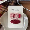 Nuevo Estilo Coreano Otoño e Invierno Rojo Dulce Pinza para el Pelo con Lazo Niños Hecho a Mano Tela Clip Lateral Roto para el Pelo para Mujeres