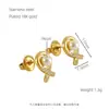 Pendientes de avión de acero de titanio de estilo europeo y americano, de moda, con detalles de diamantes, acero inoxidable 18K, pendientes de botón de perla simples y elegantes para mujer