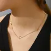 Collar de Trébol de Cinco Hojas con 10 Flores Colgante de Acero de Titanio para Mujer, Pulsera de Cadena para Clavícula de Lujo Ligero de Moda