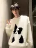 Suéter Pulôver de Cachorrinho Cartoon Direto da Fábrica Masculino de Inverno Mohair Gola Redonda Tricô Preguiçoso Casual Estilo Americano