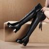 Botas de mujer nuevas hasta la rodilla con tacón grueso antideslizante botas de tacón medio alto zapatos de algodón cálidos botas de algodón de tacón alto botas largas de talla grande