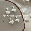 Pendientes de Plata de Ley S925 con Doble Capa de Corazón Cepillado, Mismo Estilo que los Blogueros de Dongdaemun Corea, para Mujeres Elegantes