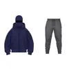 Nova Temporada Moletom com Capuz Duplo e Zíper DIY Liso Masculino Feminino Outono Inverno Conjunto de Calça de Moletom com Capuz e Zíper para Casal