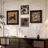 Pintura decorativa para sala de estar estilo antigo médio senso de alto nível minimalista pintura de parede de fundo de sofá mural de combinação quádrupla abstrata retrô