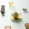 Rinyu Gui Song Perrito Somnoliento Tetera Pequeña de Cerámica Porcelana Blanca de Alta Gama Tetera de Cerámica Pintada a Mano Gongfu Juego de Té para el Hogar Encantador