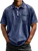 2026 Sitio Independiente de Amazon Transfronterizo Camisa Polo Casual Versátil de Manga Corta con Botones 100% Algodón para Hombre