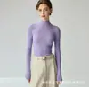 Suéter de punto de lana 100% pura, corte ajustado, cuello semi-alto para mujer, nueva camiseta básica de punto de color liso para otoño e invierno, top de manga larga para usar como capa interior