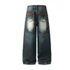 Jia Yi Ku Marca da Moda 2026 Novos Jeans Lavados com Bigodes Estilo Retrô Americano Lenço com Estampa de Leopardo Calças de Cintura Alta Personalizadas