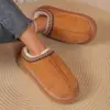 Chinelos femininos de algodão 2026, chinelos de casa internos de inverno, chinelos estilo boucle, chinelos de pelúcia com sola grossa, quentes, confortáveis e com sola macia