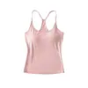 Camiseta deportiva tipo americana para yoga con almohadillas en el pecho para verano, anti-caída, top de fitness integrado con tirantes para correr