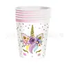 Nuevos Suministros de Decoración para Fiesta de Cumpleaños de Unicornio Rosa y Morado Bandera Mantel Vajilla Taza de Papel Juego de Platos de Papel