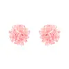 Aretes de Flor de Hortensia Rosa Transparente Aguja de Plata, Aretes de Flor con Perlas, Accesorios para Orejas Delicados y Suaves, Accesorios de Pétalos Estilo Dopamina