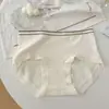 2625 Calça Macia Cor de Queijo Cremoso ~ Cintura Média Roupa Íntima de Algodão Feminina Seda de Amora Antibacteriana Resistente Respirável Shorts Femininos