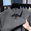 Camiseta de Verano para Hombre de Manga Corta Popular de Media Manga de Seda Helada Transpirable Color Sólido Versátil Camisa Polo Fábrica de Ropa para Hombre Entrega