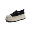 Zapatos de Plataforma con Encaje, Transpirables, Patchwork, Punta Redonda, Sin Cordones para Personas Petites, Nuevos de Moda Otoño 2026, Alpargatas