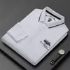 Nuevas Camisas Polo de Manga Larga Casual de Negocios de Alta Calidad para Otoño e Invierno, Populares para Hombre, Bordadas, Sin Planchar