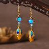 Pendientes retro de cloisonné de estilo étnico creativo Qianteng con árboles antiguos, pendientes largos de moda simples y colgantes, suministro de puesto
