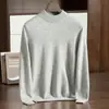 Suéter de Cachemira para Hombre Punto de Media Altura Cuello Medio Delgado Capa Base Suéter de Lana Casual de Negocios Ropa Interior