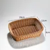Cesta de Armazenamento Pequena de Rattan Sintético para Frutas Cesta de Armazenamento Trançada Cesta Criativa para Lanches de Restaurante Cesta para Batatas Fritas Cesta de Armazenamento para Mesa Não