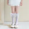 Zapatos, Calcetines de Algodón para Niñas, Calcetines Largos Finos de Malla con Lazo Grande, Calcetines Holgados Lolita Lindos para Niña de Primavera y Verano