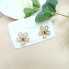 Pendientes de Flor de Cinco Pétalos con Aguja de Plata 925, Modernos, Elegantes, con Pedrería, Mariquita, Cristales Lindos