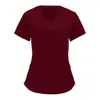 Ropa de Trabajo Estilo Enfermera Europea y Americana Transfronteriza Camisa de Color Puro Cuello en V Pantalones con Bolsillo Grande de Solapa Camiseta de Manga Corta Talla Estándar/Talla Grande para Mujer