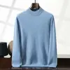 Suéter de cachemira 100% para otoño e invierno, cuello alto medio, color liso, camisa interior de talla grande, para hombre