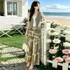 Chaleco de Mezclilla Estilo Resort Bohemio para Mujer, Conjunto de Traje Holgado Adelgazante de Verano, Moda Versátil que Reduce la Edad y Ceñe la Cintura