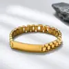 Pulseira de Aço Titânio com Três Contas e Corrente de Relógio, Joias Simples e Modernas de Aço Inoxidável, Acessórios de Mão que Podem Ser Gravados